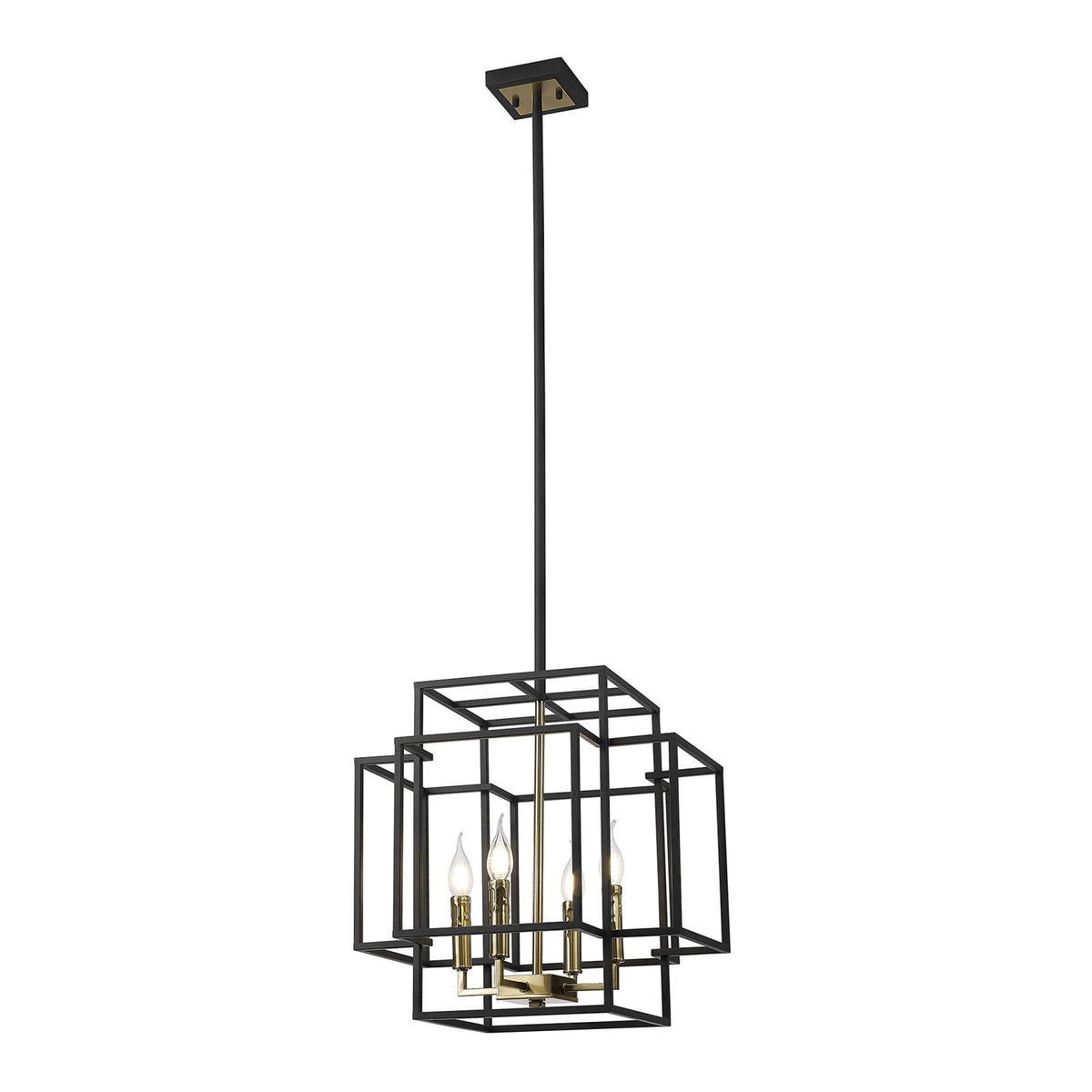 Pyworthy Four Lamp Pendant in Black and Gold