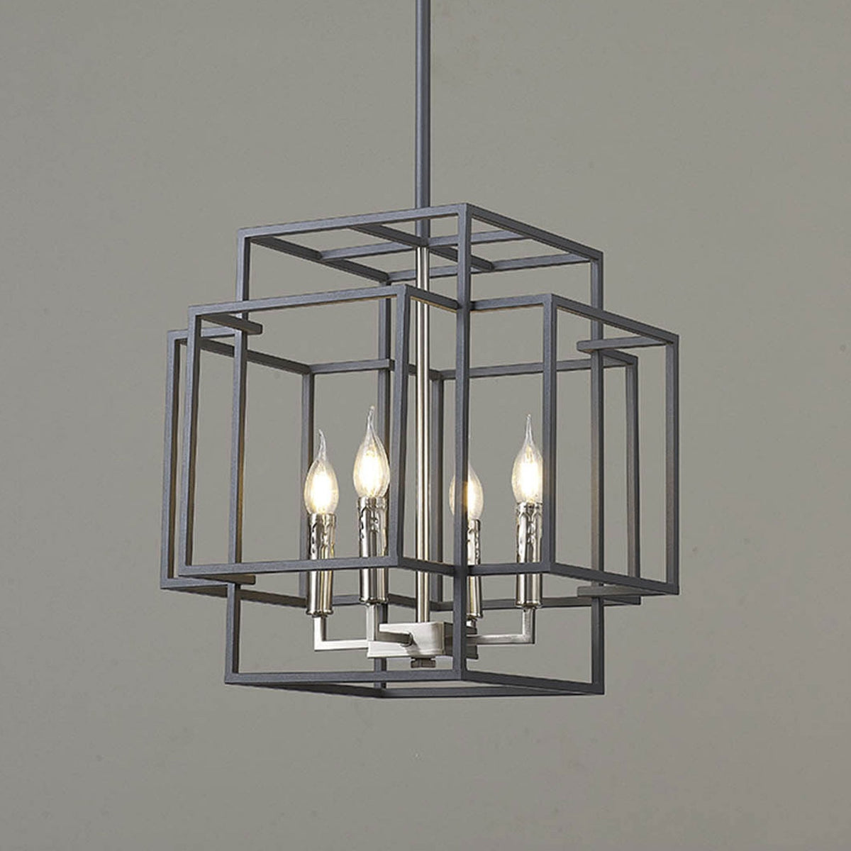 Pyworthy Four Lamp Pendant in Anthracite and Satin Nickel