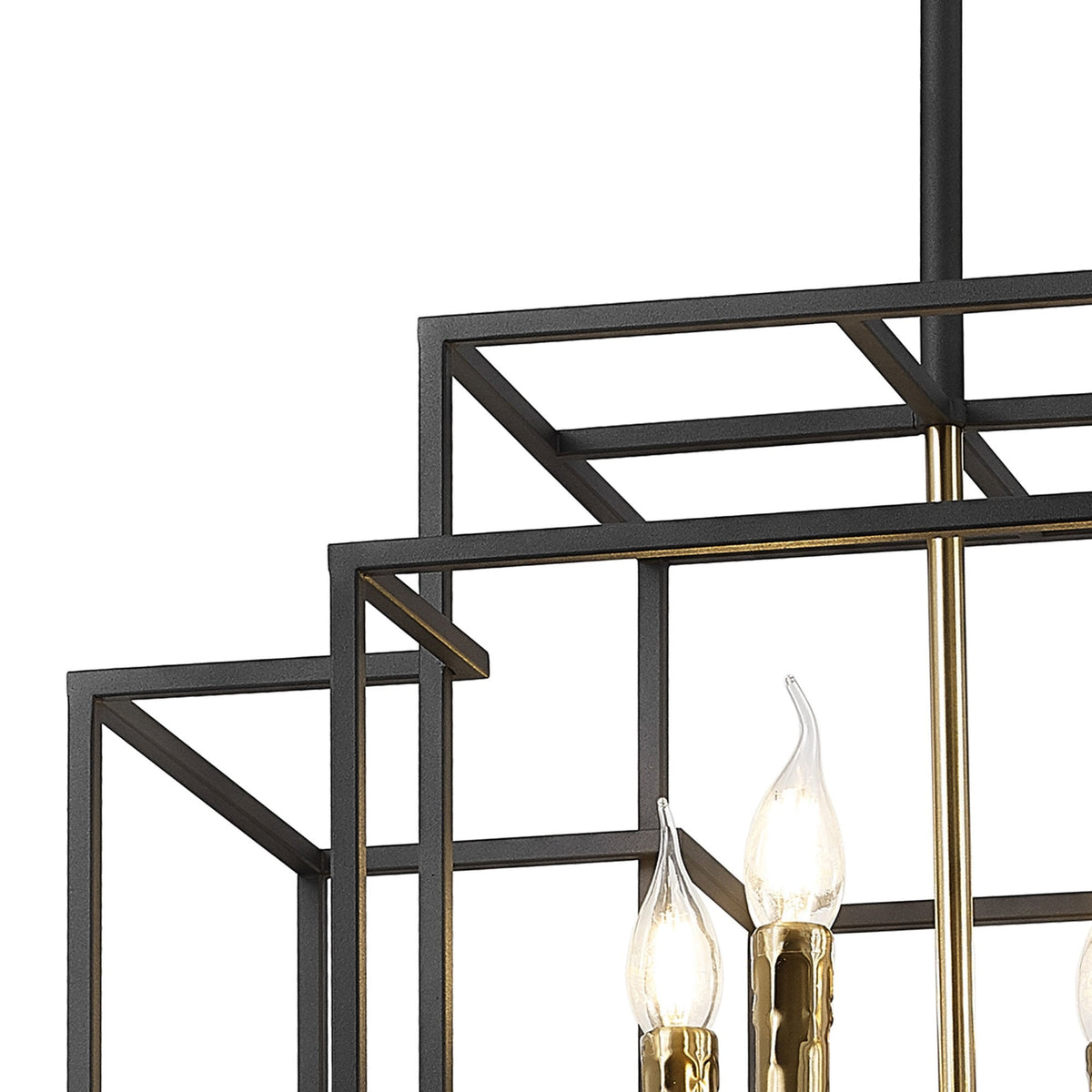 Pyworthy Eight Lamp Pendant in Black and Gold
