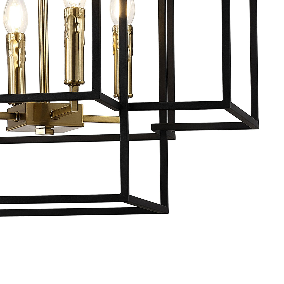 Pyworthy Eight Lamp Pendant in Black and Gold