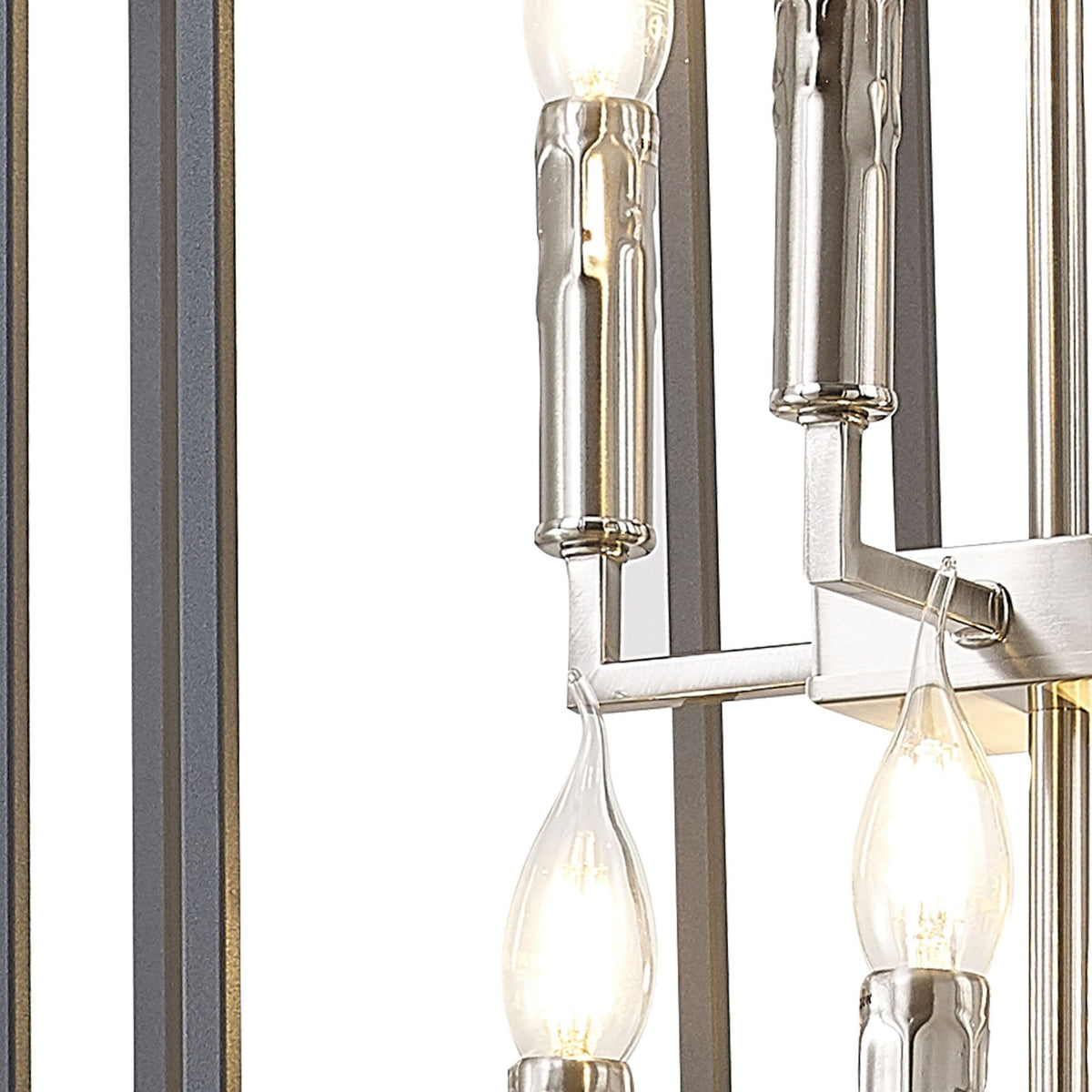 Pyworthy Eight Lamp Pendant in Anthracite and Satin Nickel