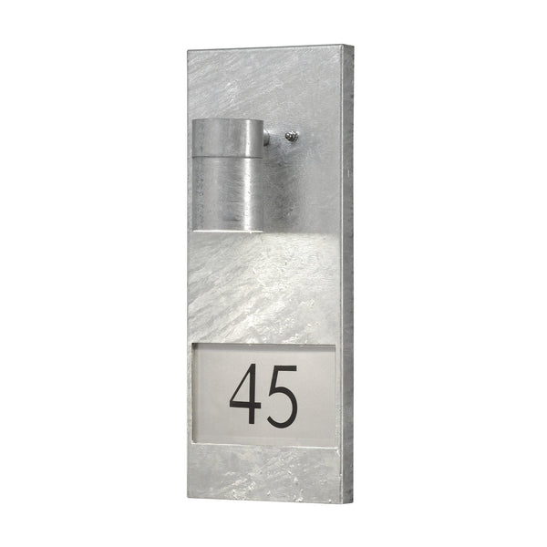 Modena Outdoor IP44 House Number GU10 Wall Light in Galvanised Finish