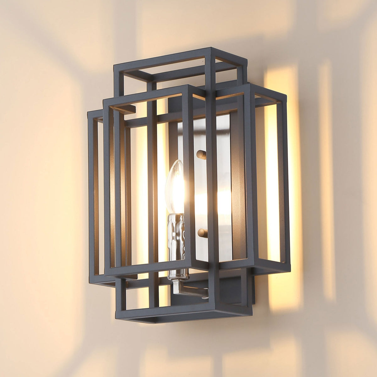 Pyworthy Wall Light in Anthracite and Satin Nickel