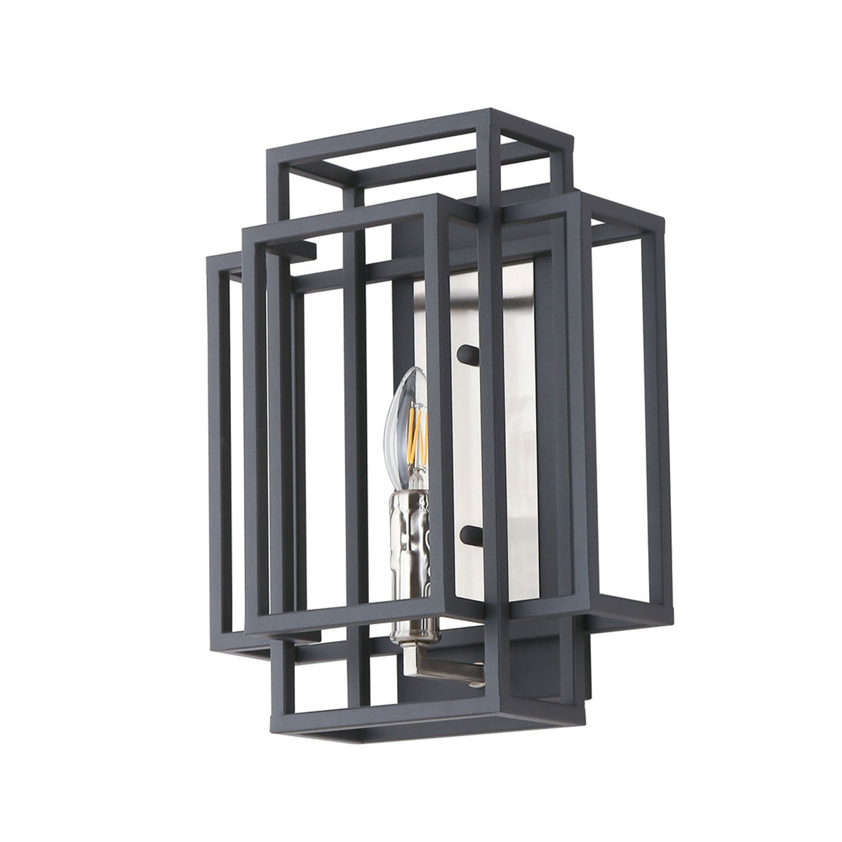 Pyworthy Wall Light in Anthracite and Satin Nickel