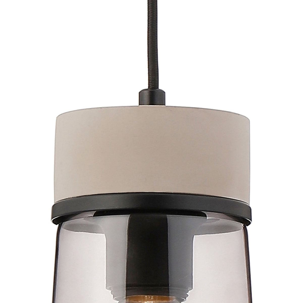 Sector Pendant in Concrete & Small Cylindrical Smoke Cone Glass