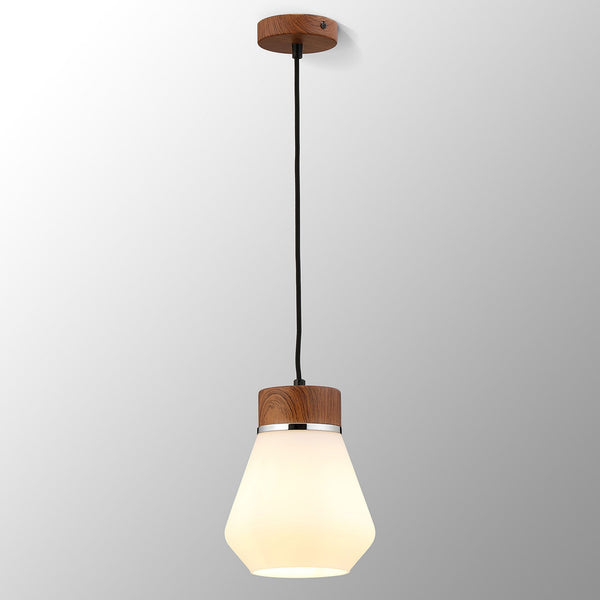 Sector Pendant in Walnut & Kite Opal Glass