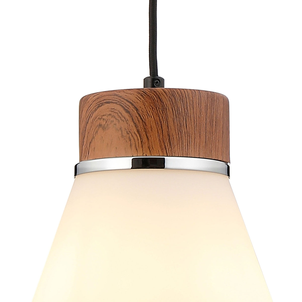 Sector Pendant in Walnut & Kite Opal Glass