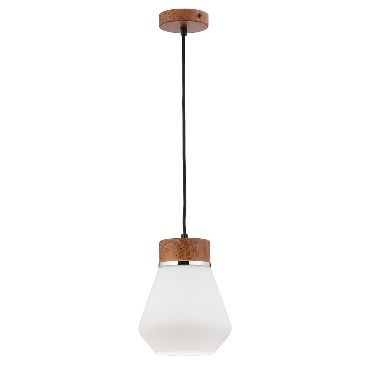 Sector Pendant in Walnut & Kite Opal Glass