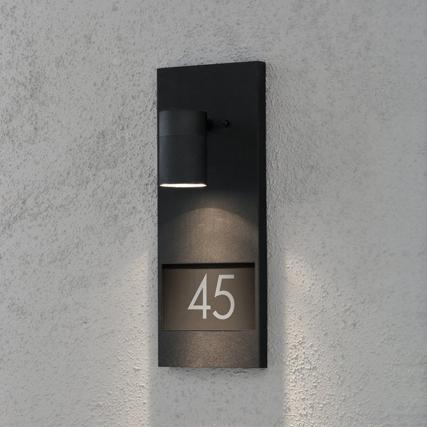 Modena Outdoor IP44 House Number GU10 Wall Light in Black