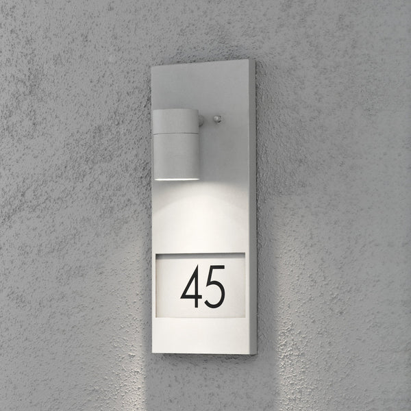 Modena Outdoor IP44 House Number GU10 Wall Light in Light Grey
