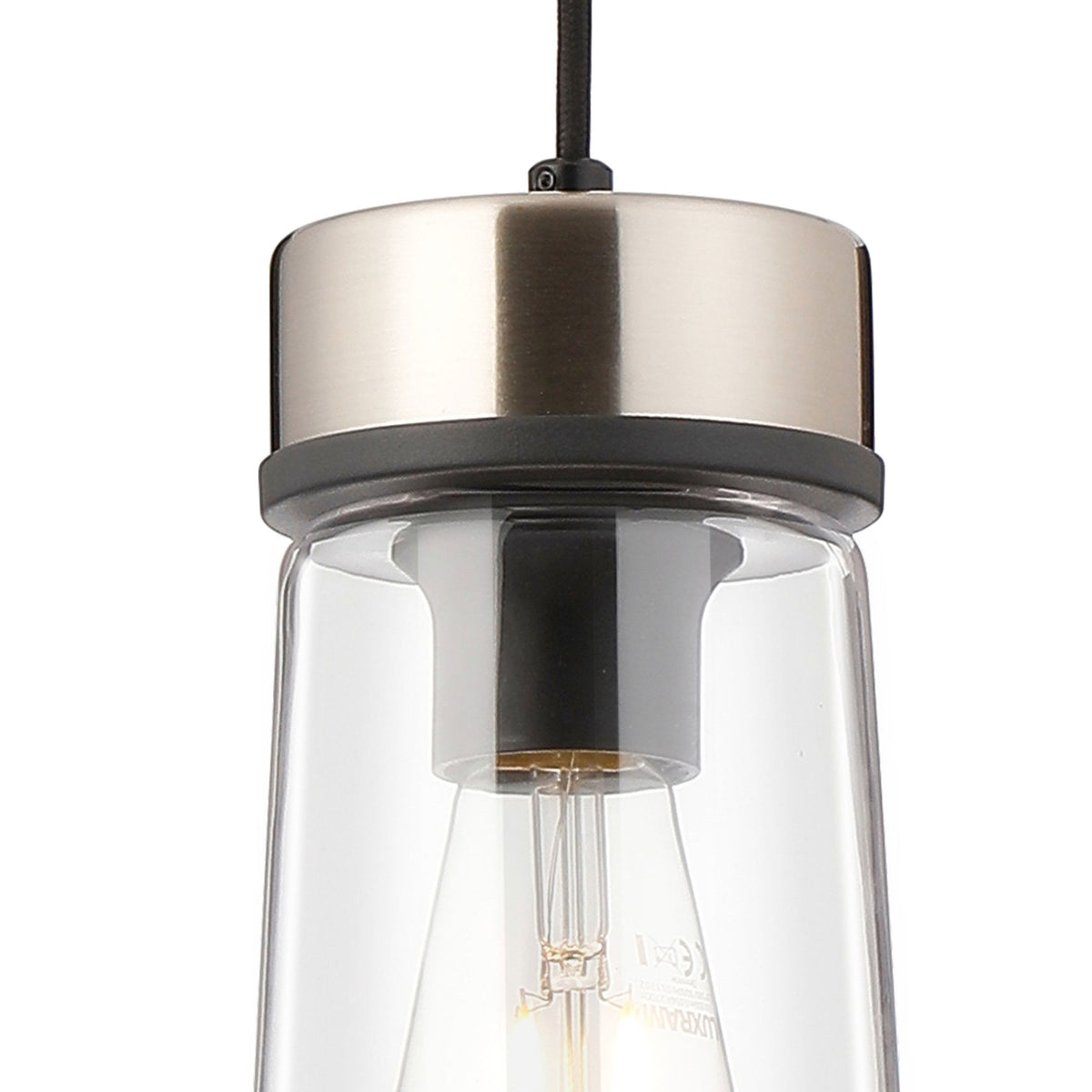 Sector Pendant in Satin Nickel & Large Clear Cylindrical Cone Glass