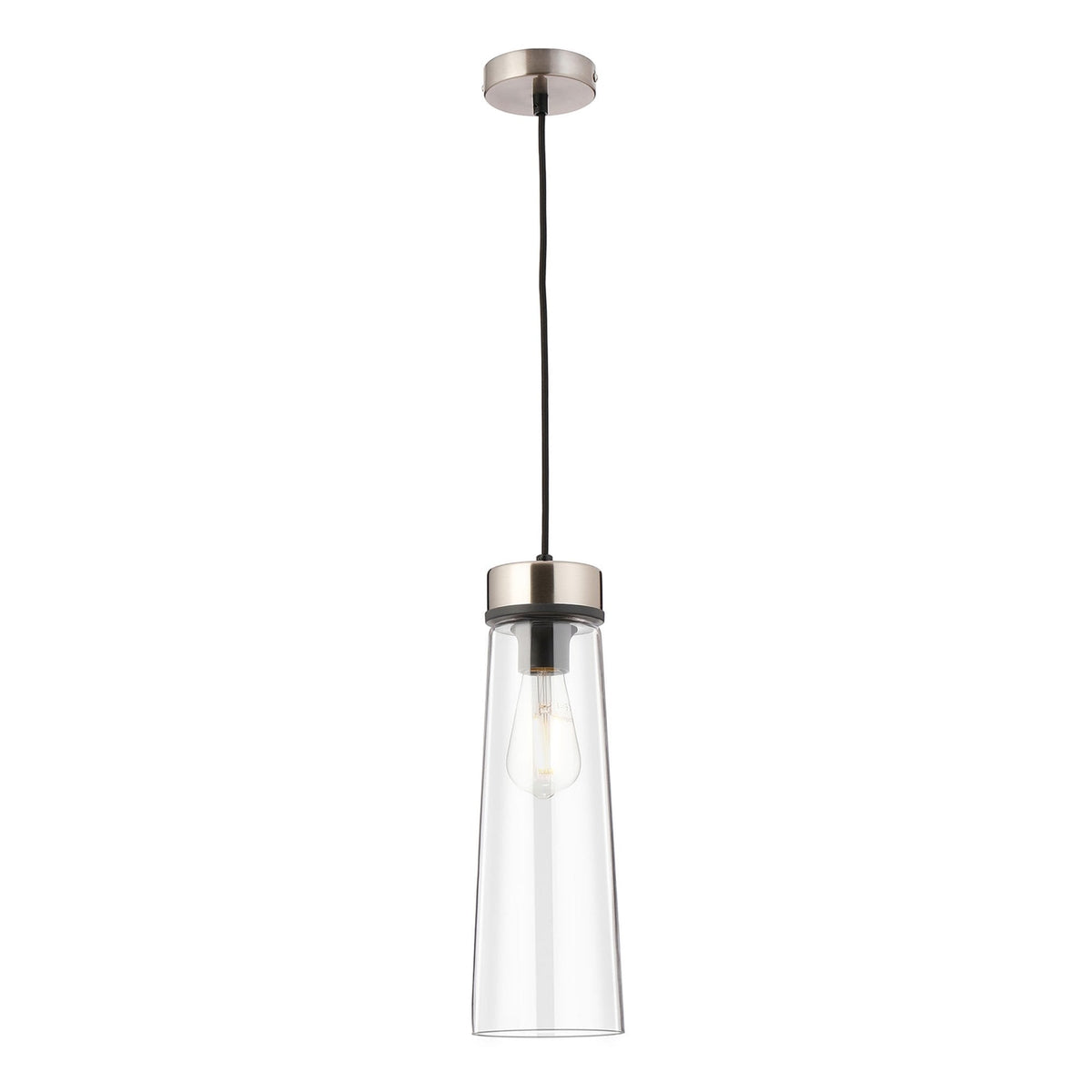 Sector Pendant in Satin Nickel & Large Clear Cylindrical Cone Glass