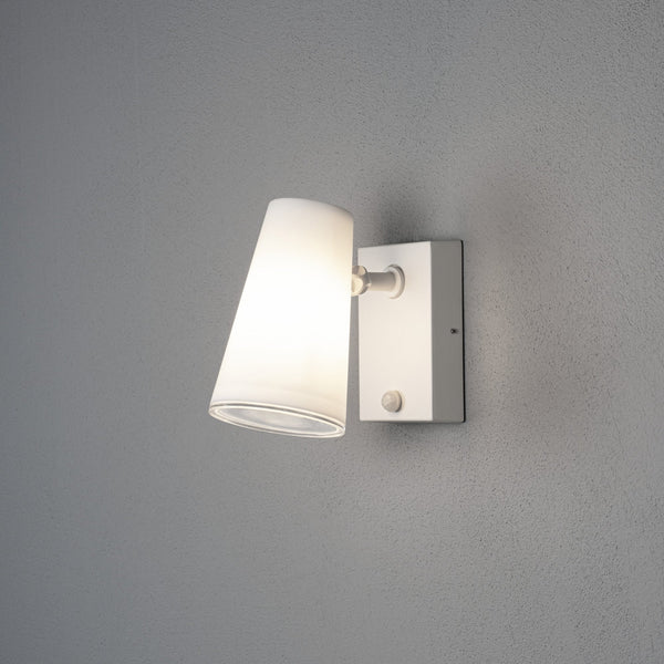 Fano IP54 PIR Outdoor Adjustable E27 Wall Light in White