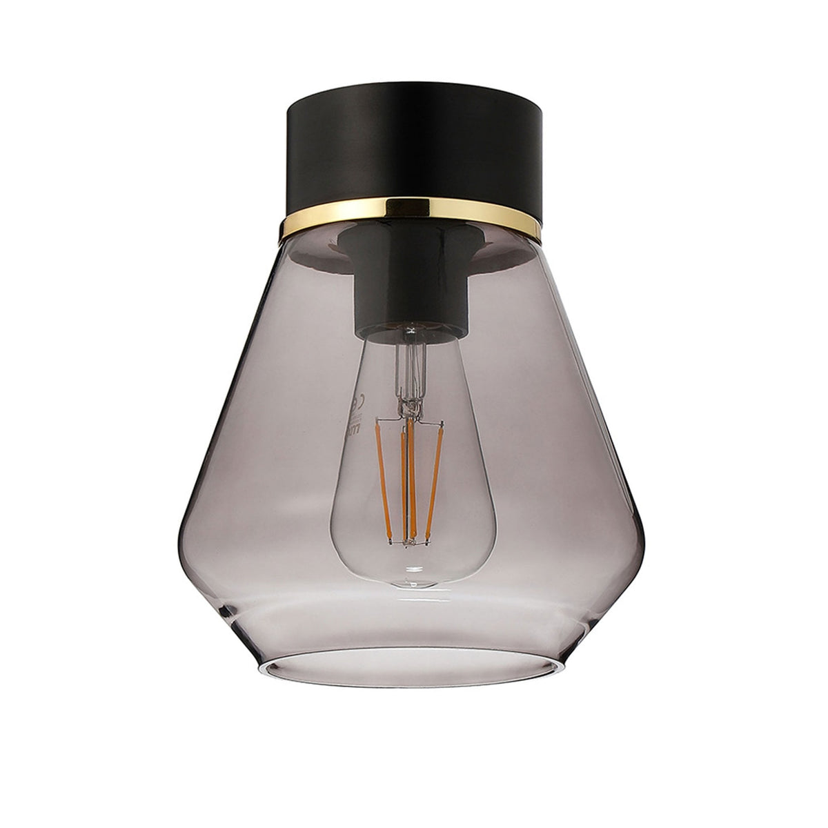 Sector Ceiling Light in Black & Kite Smoke Glass