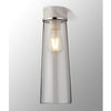 Sector Ceiling Light in White Marble & Large Clear Cylindrical Cone Glass