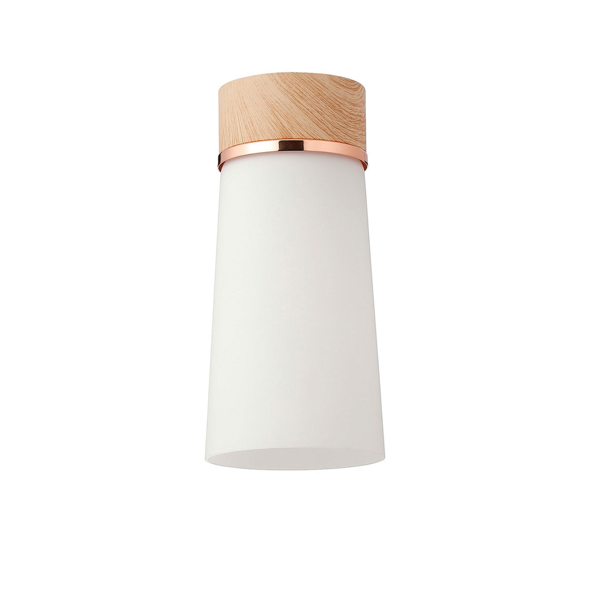 Sector Ceiling Light in Teak & Small Opal Cylindrical Cone Glass