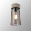 Sector Ceiling Light in Terrazzo Marble & Small Cylindrical Cone Smoke Glass