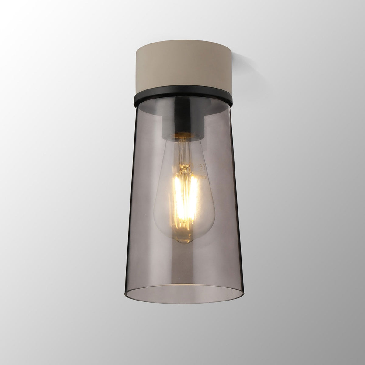 Sector Ceiling Light in Terrazzo Marble & Small Cylindrical Cone Smoke Glass