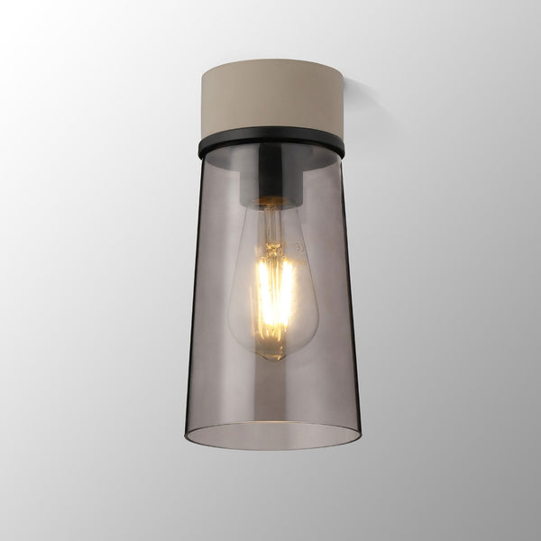 Sector Ceiling Light in Terrazzo Marble & Small Cylindrical Cone Smoke Glass