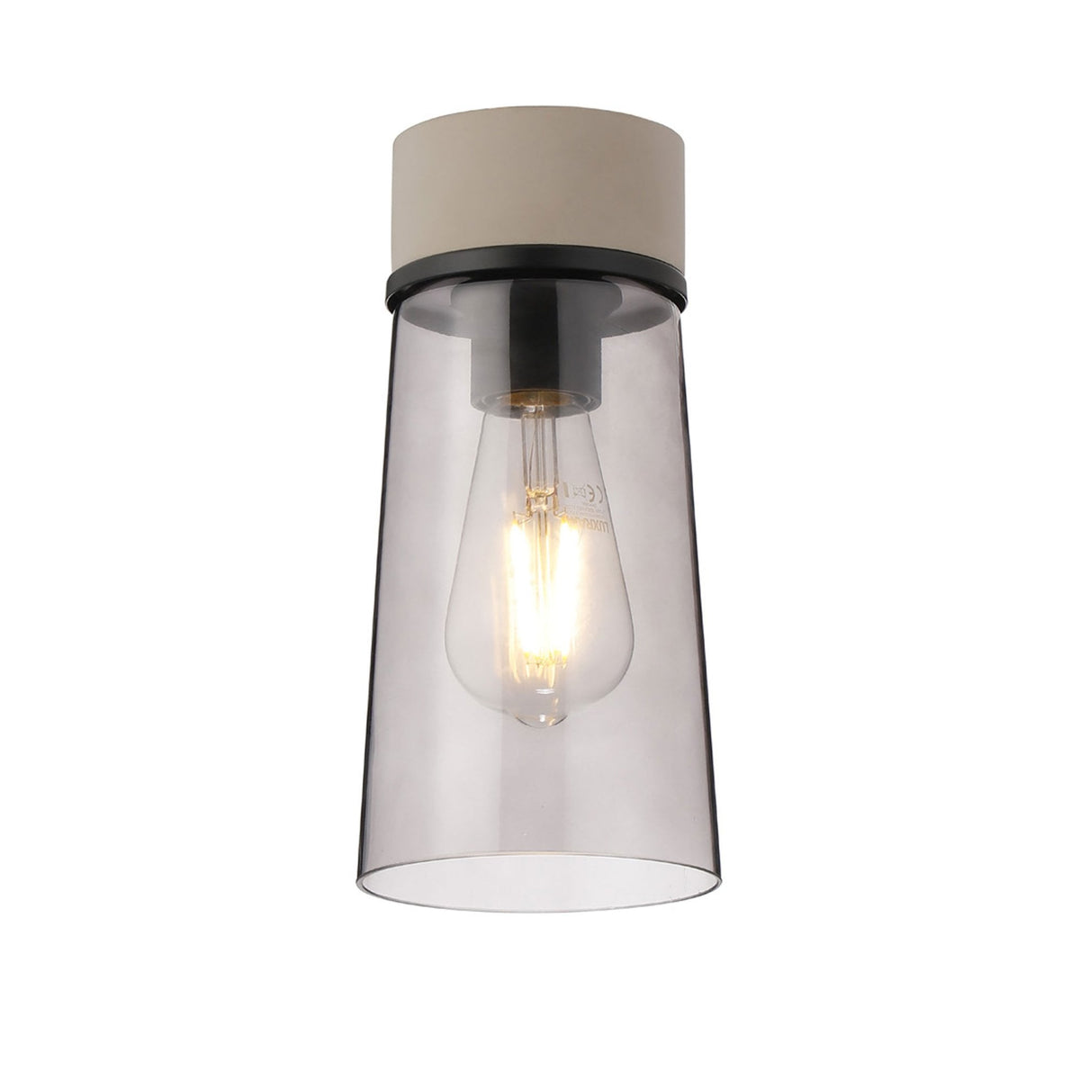 Sector Ceiling Light in Terrazzo Marble & Small Cylindrical Cone Smoke Glass