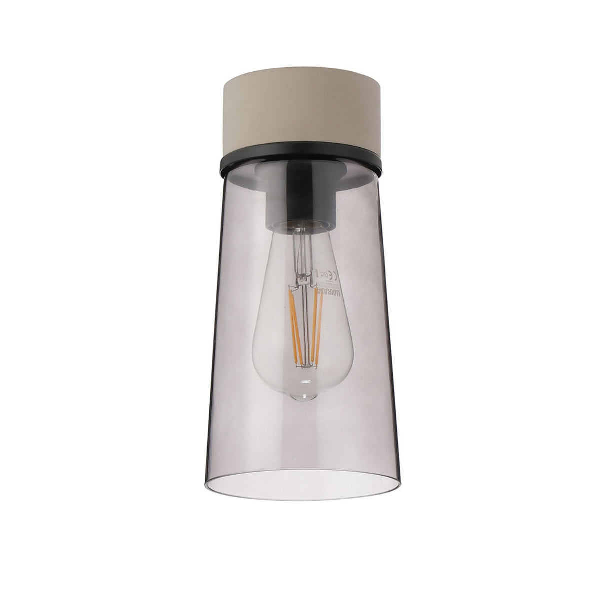 Sector Ceiling Light in Terrazzo Marble & Small Cylindrical Cone Smoke Glass