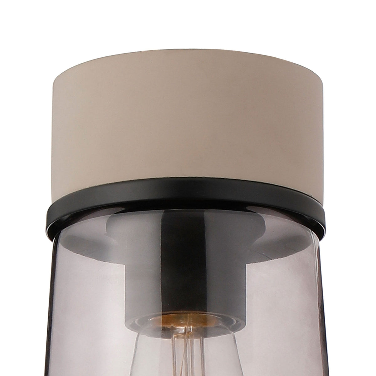 Sector Ceiling Light in Terrazzo Marble & Small Cylindrical Cone Smoke Glass