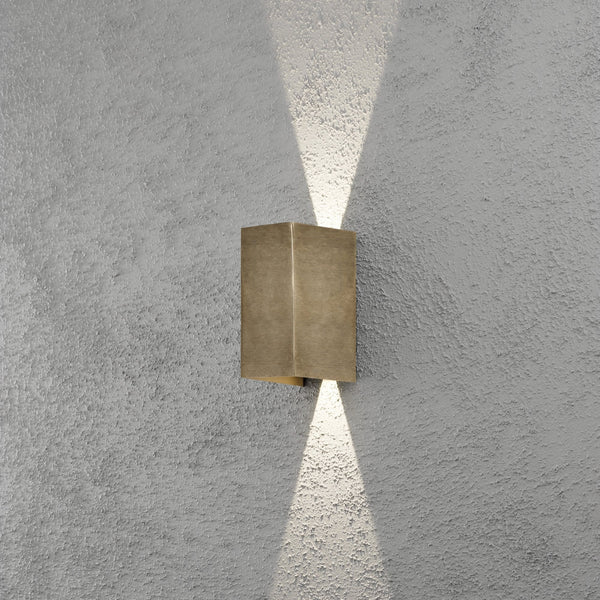 Cremona Edge IP54 Twin Adjustable Beam 9w LED Wall Light in Brushed Brass Finish