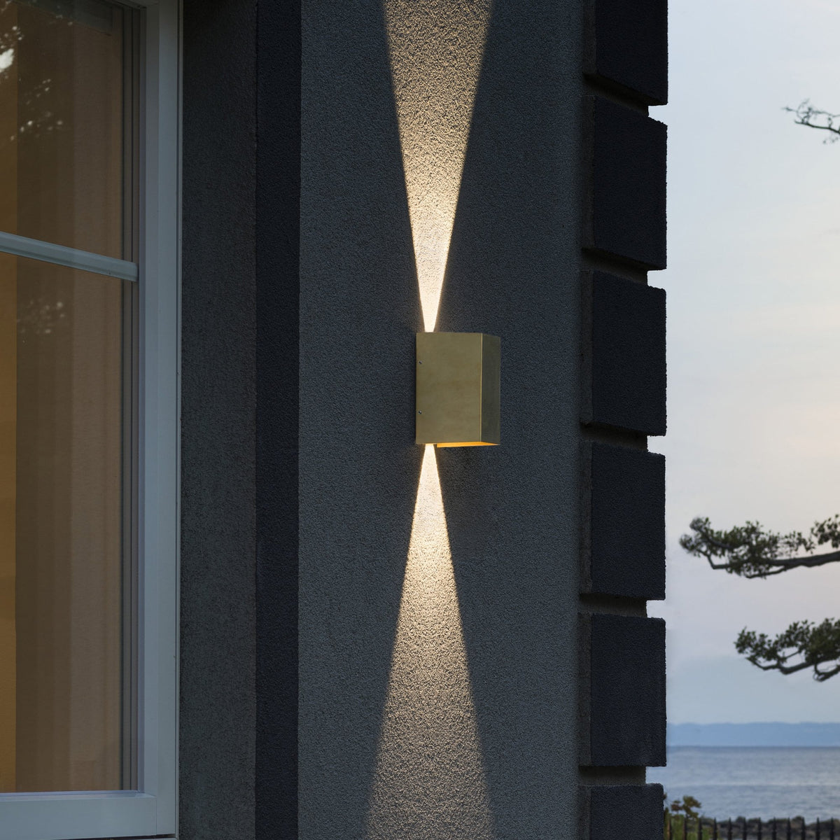 Cremona Edge IP54 Twin Adjustable Beam 9w LED Wall Light in Brushed Brass Finish