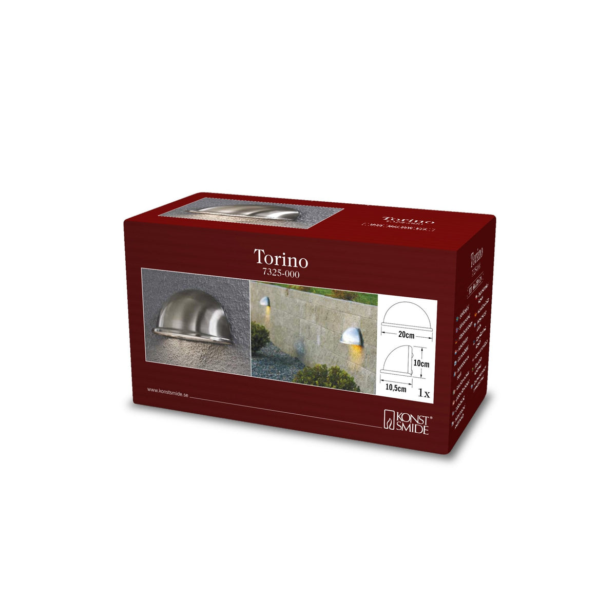 Torino Small Eye IP23 Outdoor E14 Wall Light in Brushed Stainless Steel