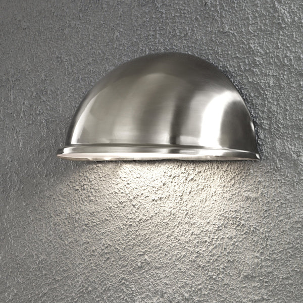 Torino Large Eye IP23 Outdoor E27 Wall Light in Brushed Stainless Steel