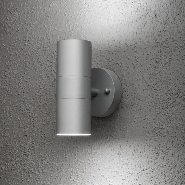 Modena Outdoor IP44 Twin GU10 Wall Light in Grey