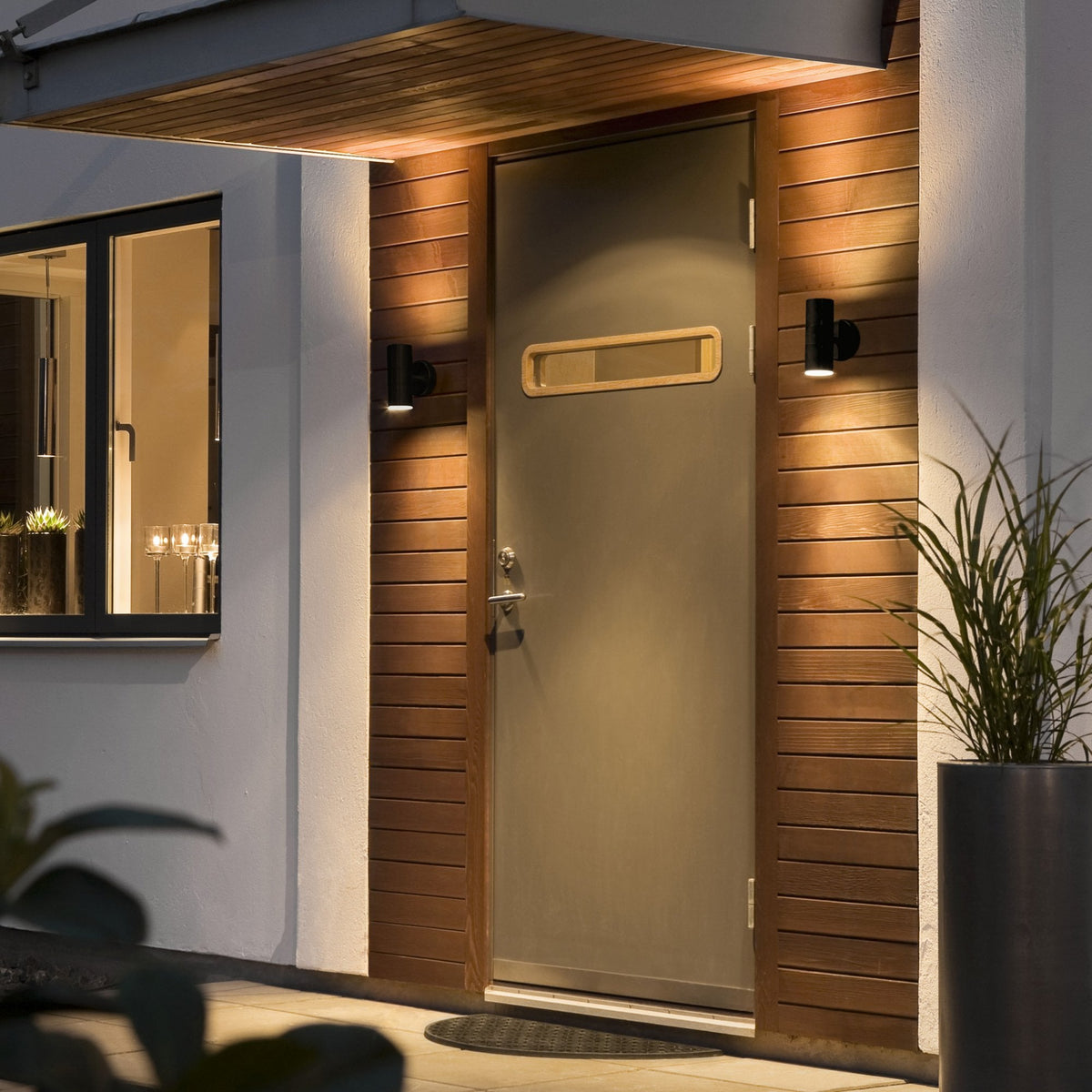 Modena Outdoor IP44 Twin GU10 Wall Light in Black