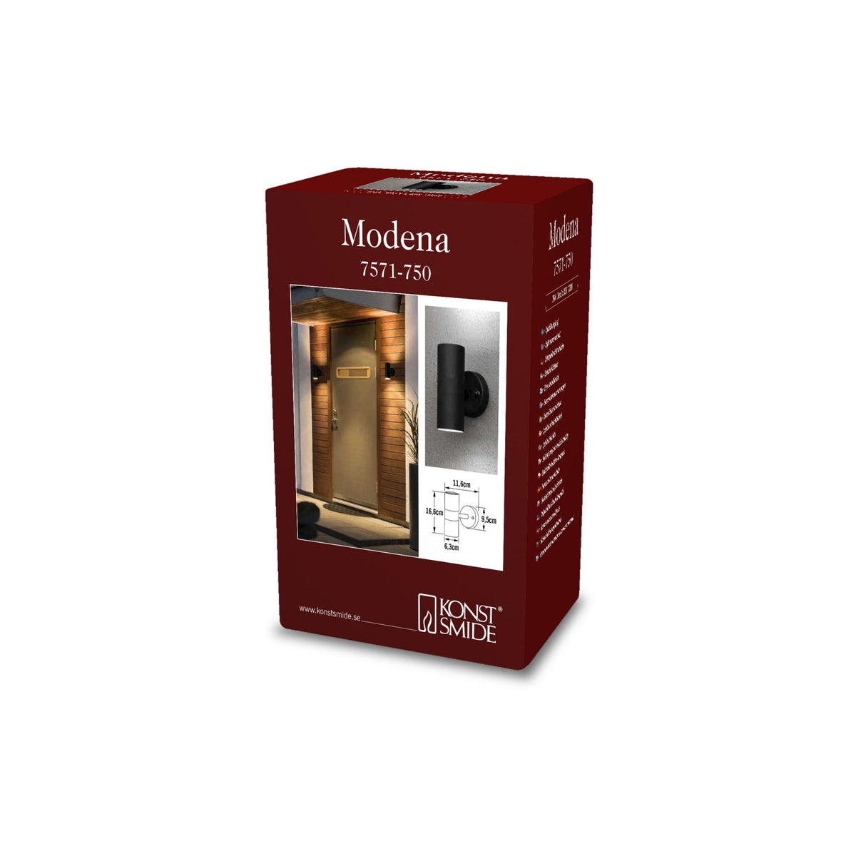 Modena Outdoor IP44 Twin GU10 Wall Light in Black