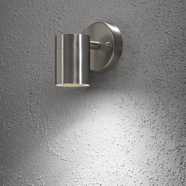 Modena Outdoor IP44 Single GU10 Wall Light in Brushed Stainless Steel