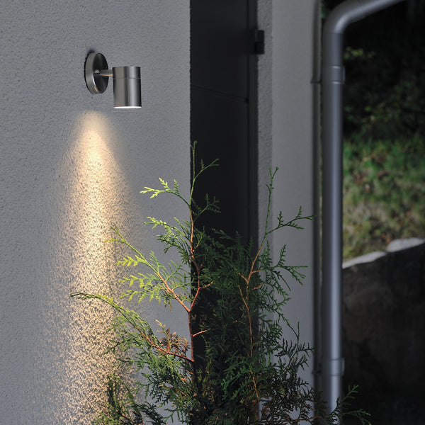 Modena Outdoor IP44 Single GU10 Wall Light in Brushed Stainless Steel