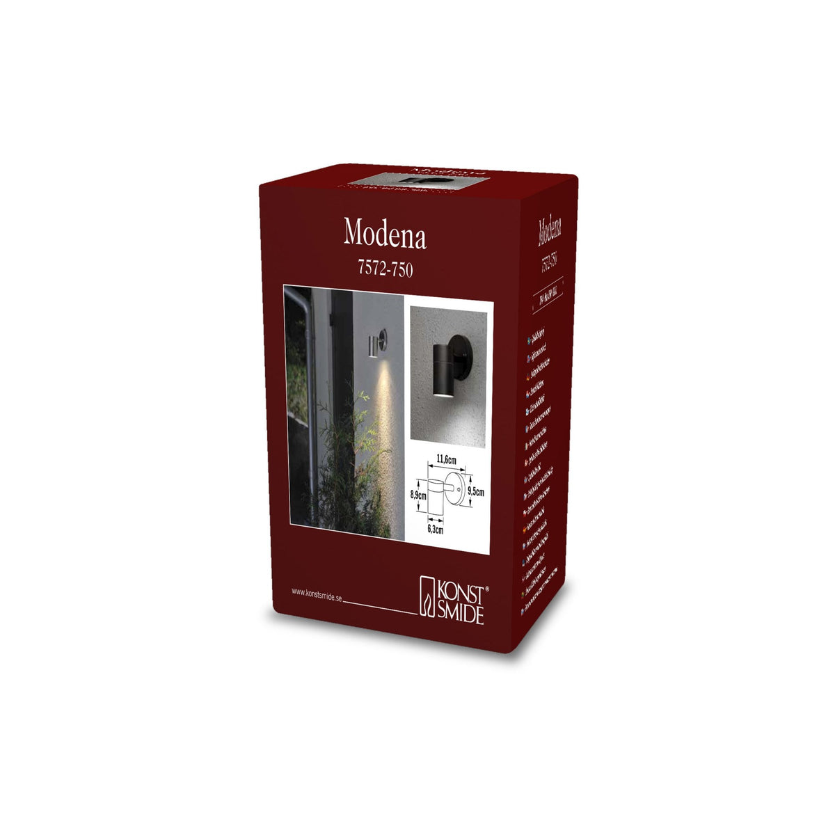 Modena Outdoor IP44 Single GU10 Wall Light in Black