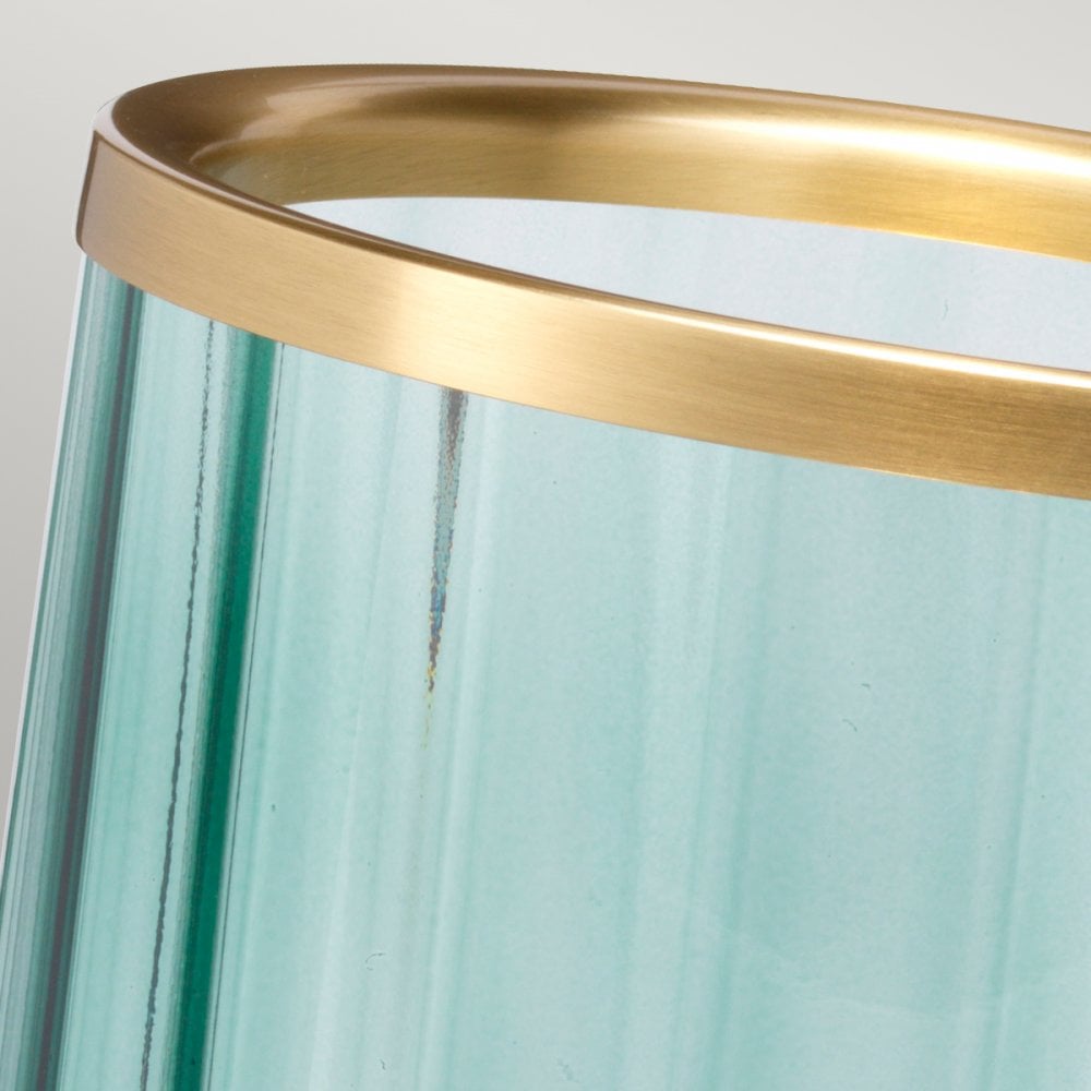 Arno Table Lamp in Green Tint Glass with Aged Brass Metalwork