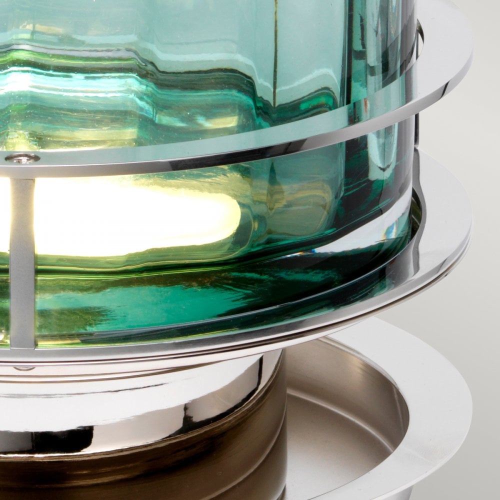 Arno Table Lamp in Green Tint Glass with Polished Nickel Metalwork