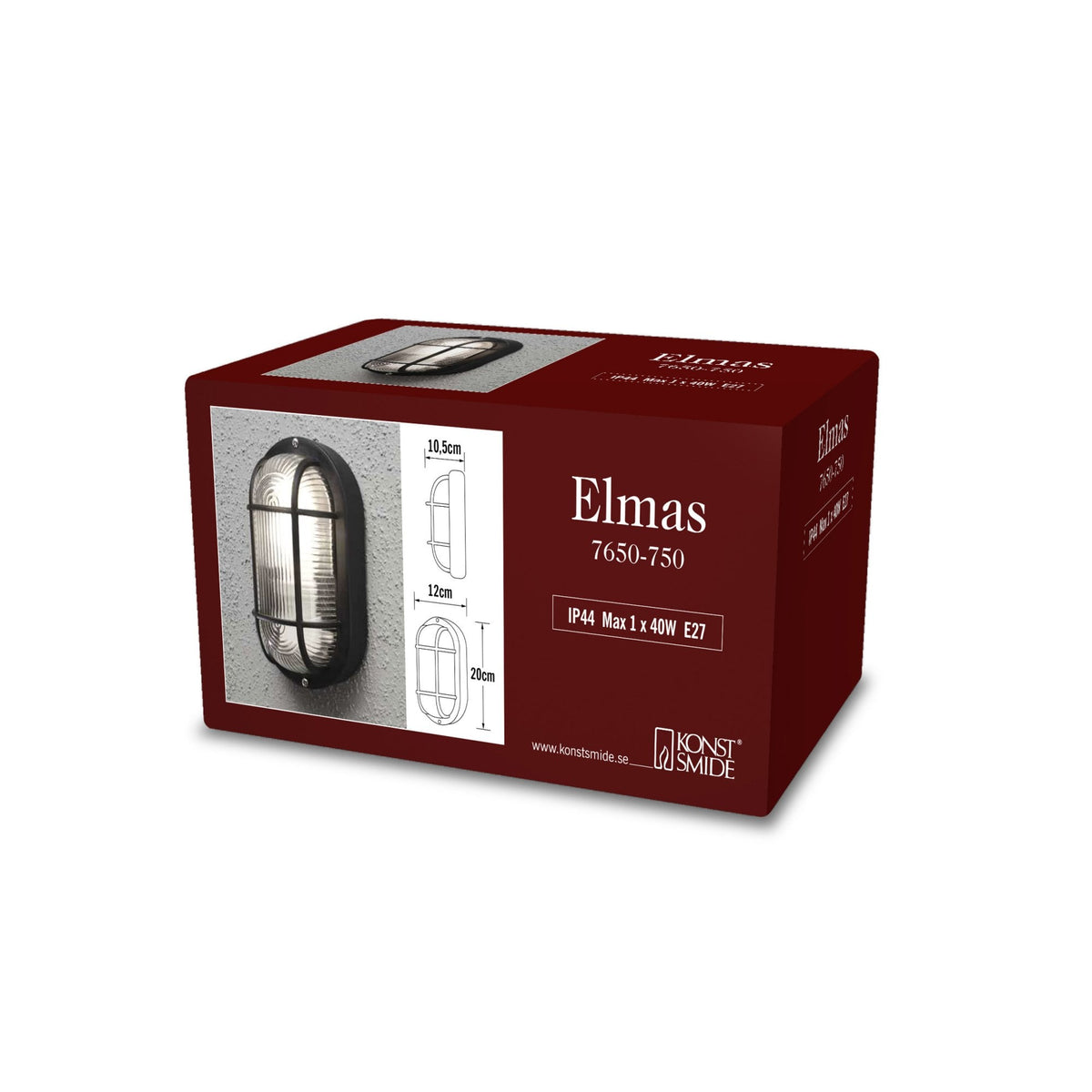 Elmas IP44 Exterior Bulkhead Wall Light in Black