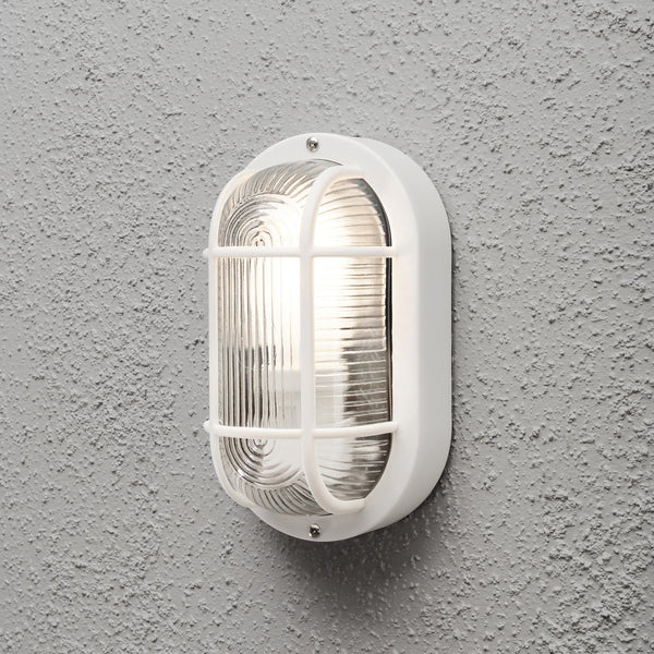 Elmas IP44 Exterior Bulkhead Wall Light in White