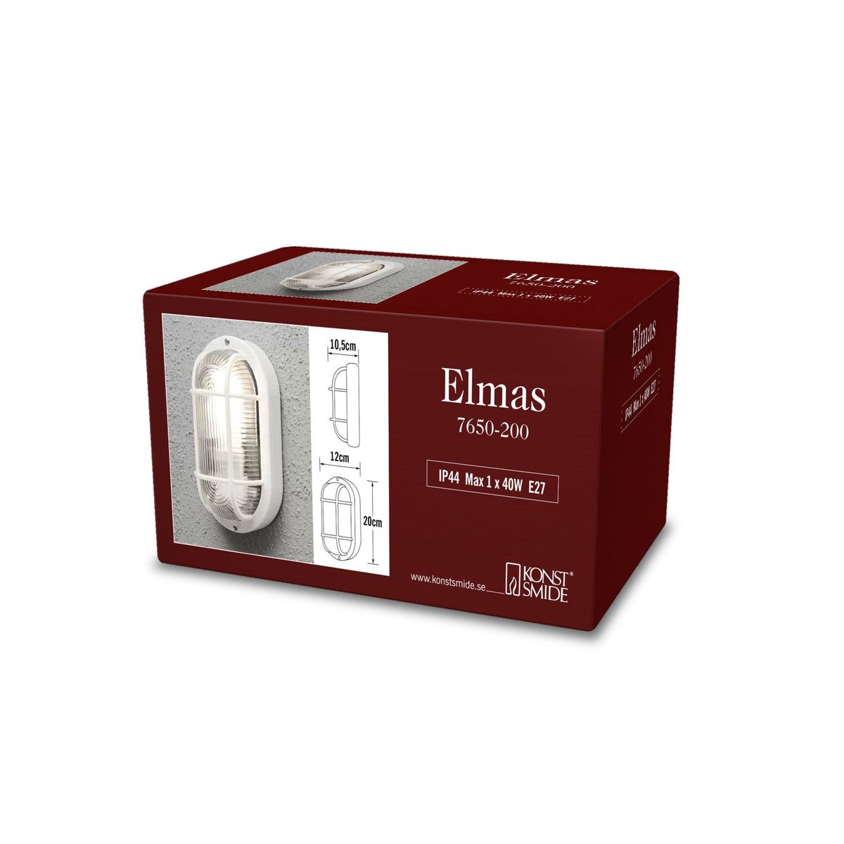 Elmas IP44 Exterior Bulkhead Wall Light in White