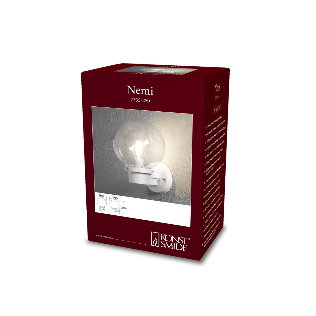 Nemi IP44 Dusk Til Dawn Outdoor Wall Light in White