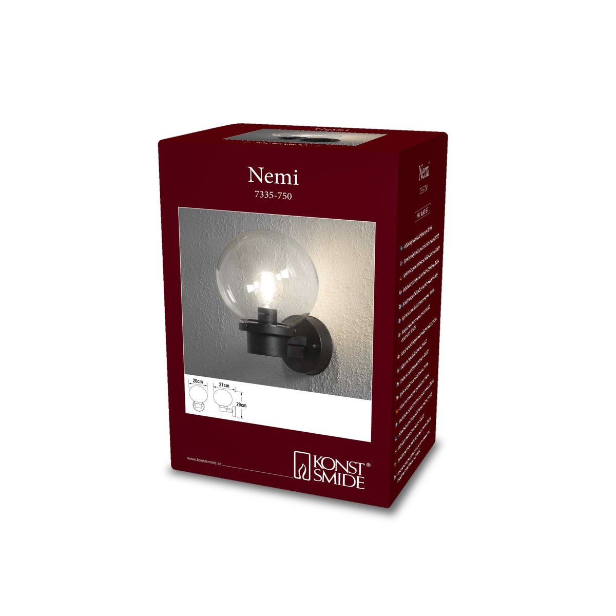 Nemi IP44 Outdoor Wall Light in Black