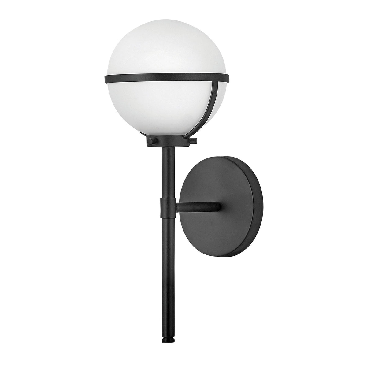 Hinkley Lighting Hollis IP44 Single Wall Light in black with opal glass