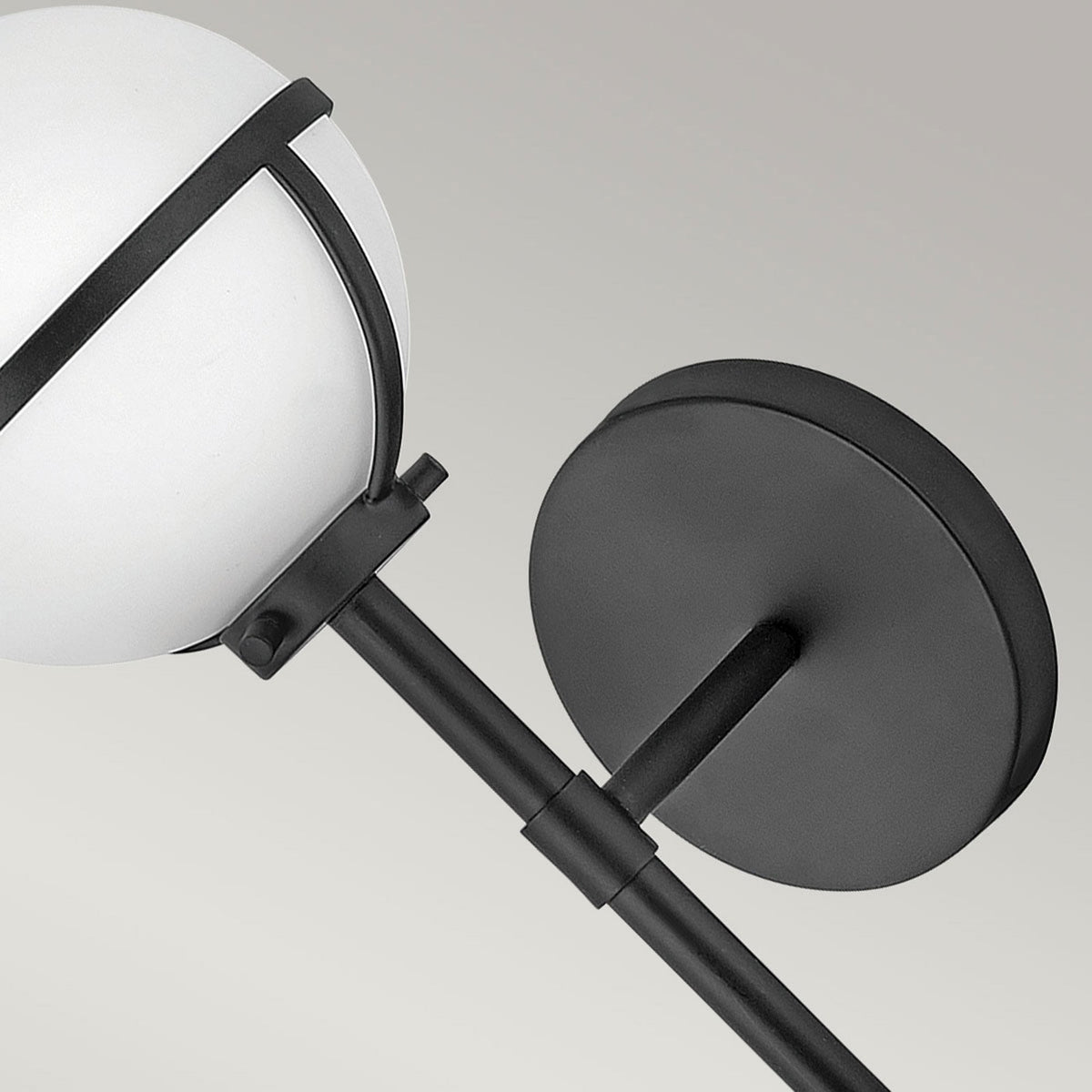 Hollis IP44 Single Wall Light in Black with Opal Glass
