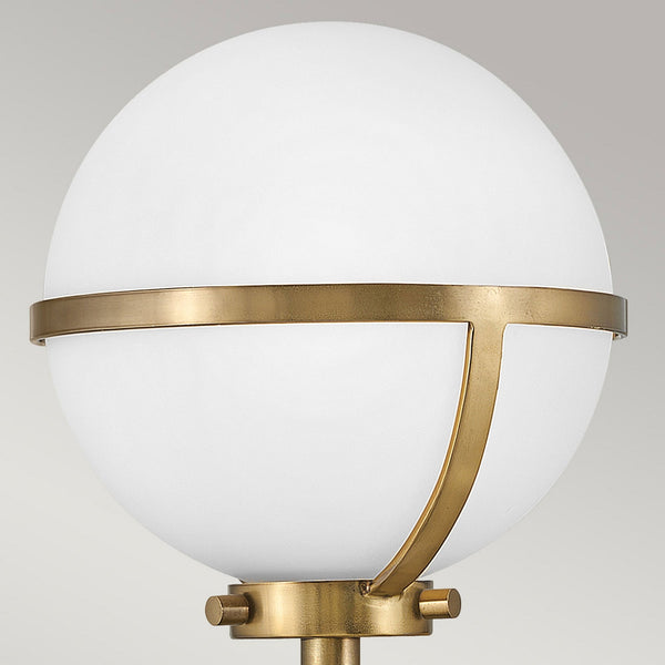 Hollis IP44 Single Wall Light in Heritage Brass with Opal Glass