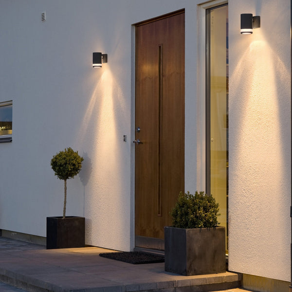 Modena Banded Outdoor IP44 Single GU10 Wall Light in Black