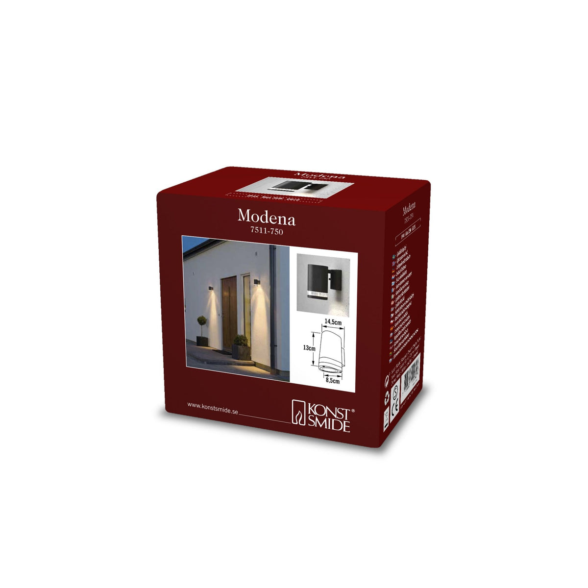 Modena Banded Outdoor IP44 Single GU10 Wall Light in Black