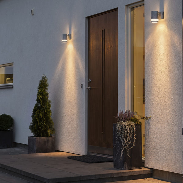 Modena Banded Outdoor IP44 Single GU10 Wall Light in Galvanised Finish