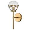 Hollis IP44 Single Wall Light in Heritage Brass with Clear Seeded Glass